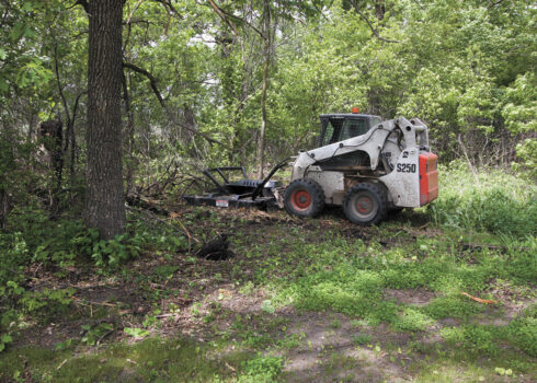Bobcat Pulling Heavy-Duty Brush Mower
